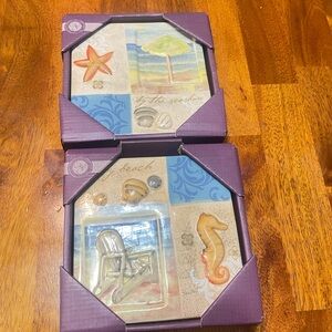 Beach-Themed Ceramic Wall Art – Set of 2 | New in Box